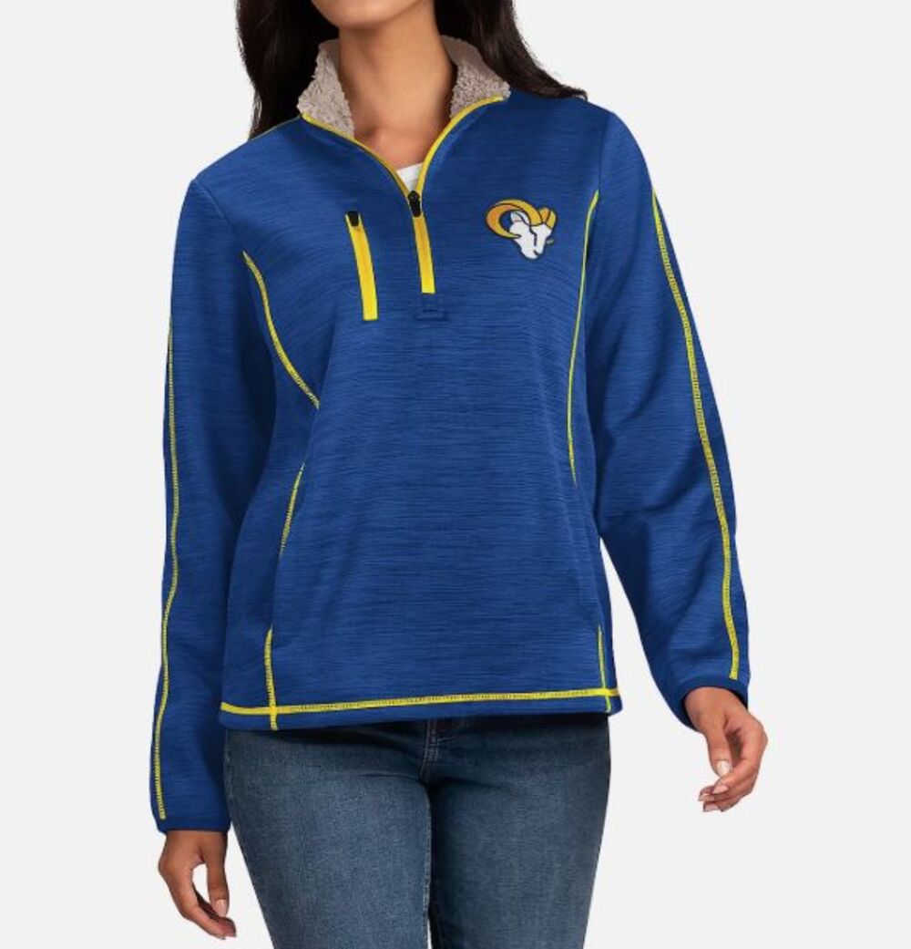 NFL Los Angeles Rams 1/4 Zip Pullover Fleece Jacket-Size XL-Zip Pockets-Sherpa